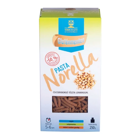 Pasta Norella GLUTÉNMENTES csicseriborsó tészta lenmaggal - rövid cső 250g